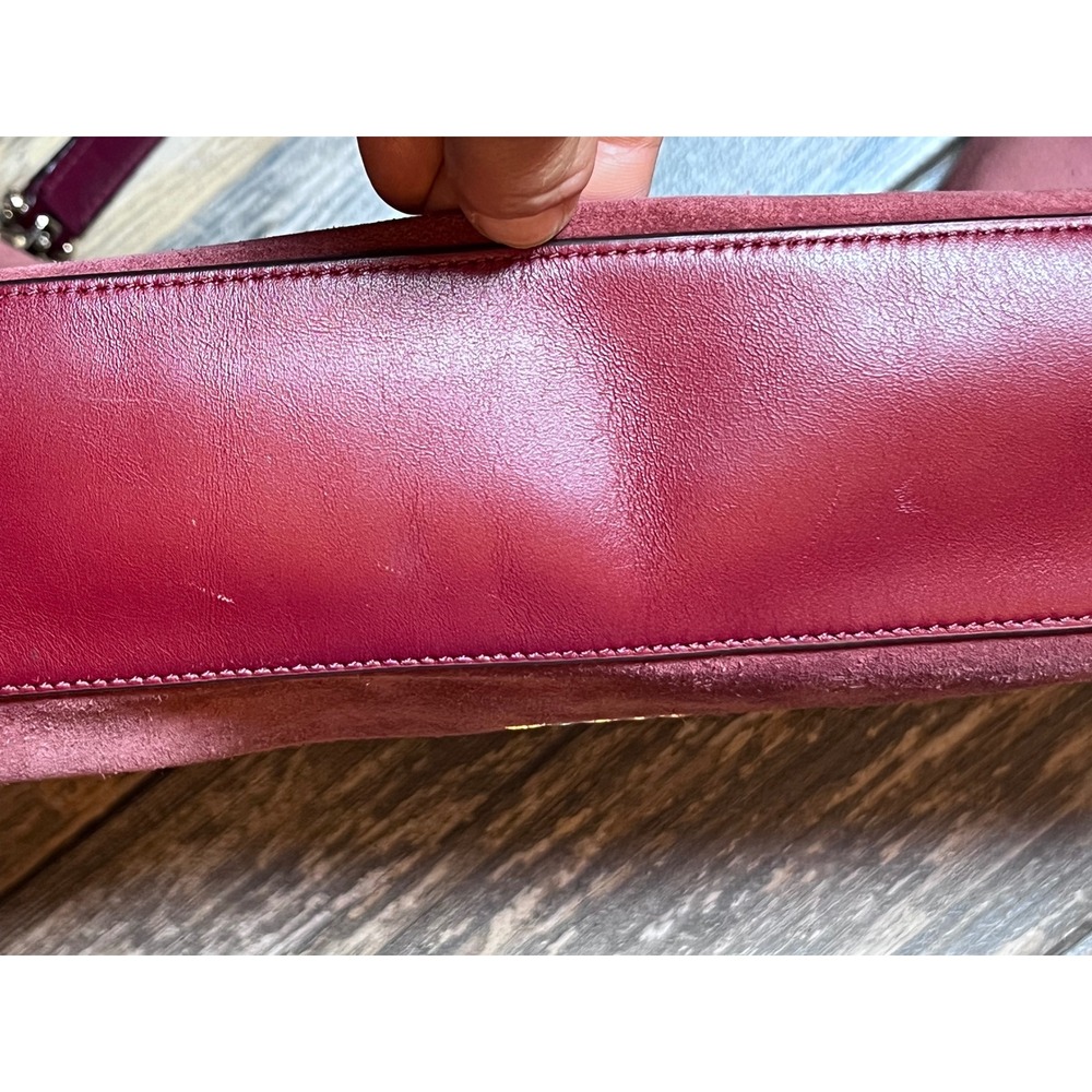 Coach Chelsea Hobo Plum Burgandy Suede Leather Snakeskin Shoulder Bag 35984 RARE - Picture 8 of 15